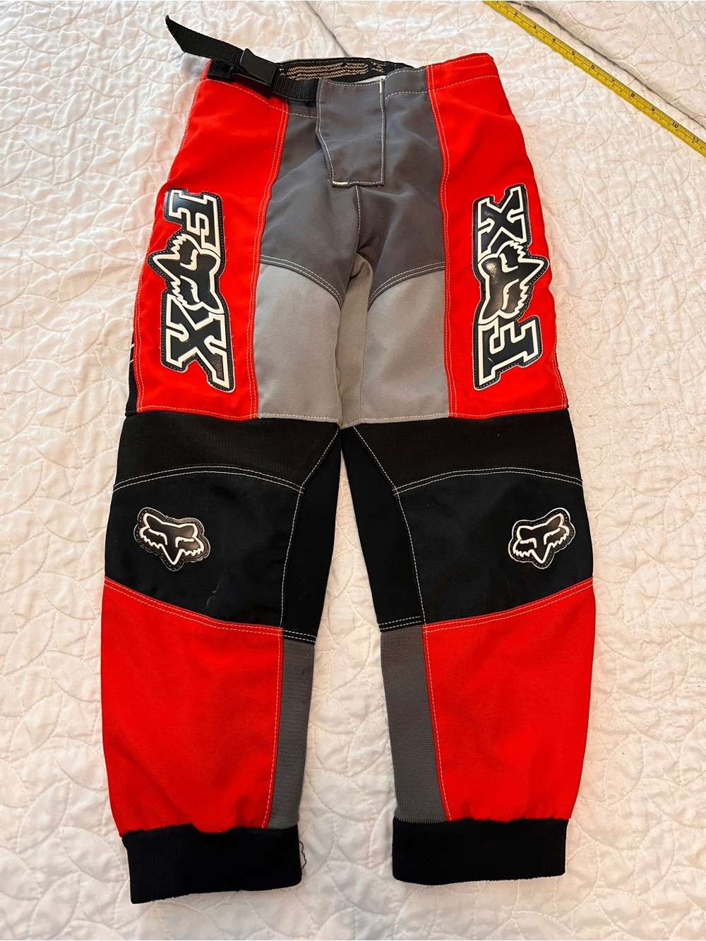 Vintage Y2K Fox Racing 180 Youth Motocross Pants Red Gray Black Fox Head 24